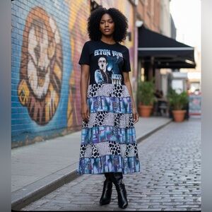 Upcycled ELTON JOHN ROCKET MAN Graphic Maxi Dress, by Susie.